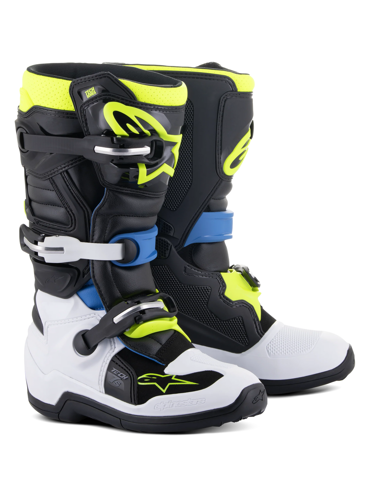 Botas Niño Alpinestars Tech 7S Negro/ Azul/ Amarillo Fluor