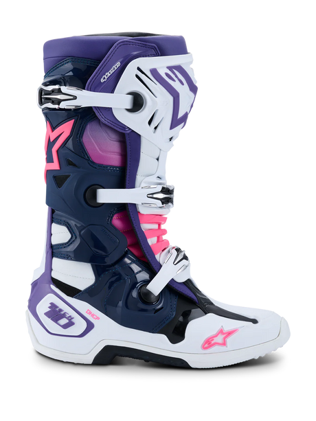 Bota Alpinestars Tech 10 Blanco/Violeta/Azul oscuro/Rosa Fluor