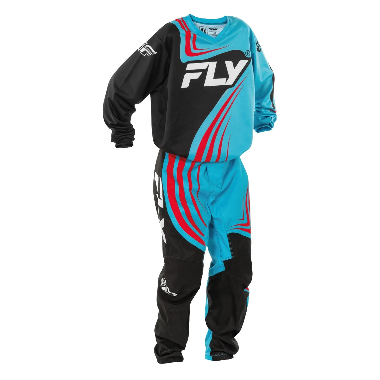 TRAJE F-16 NIÑO 2025 CYAN/BLACK/RED