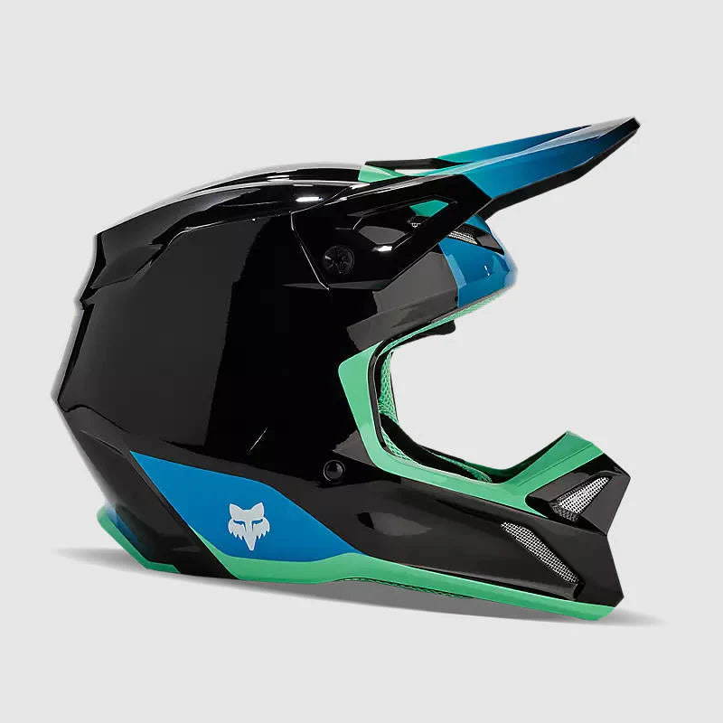 Casco Moto Niño V1 Ballast Negro/Azul Fox