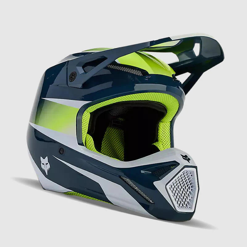 Casco Moto V1 Flora Azul Petroleo Fox