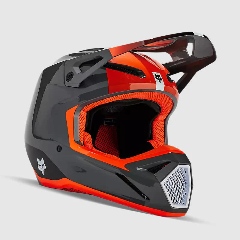 Casco Moto Niño V1 Ballast Gris/Naranjo Fox