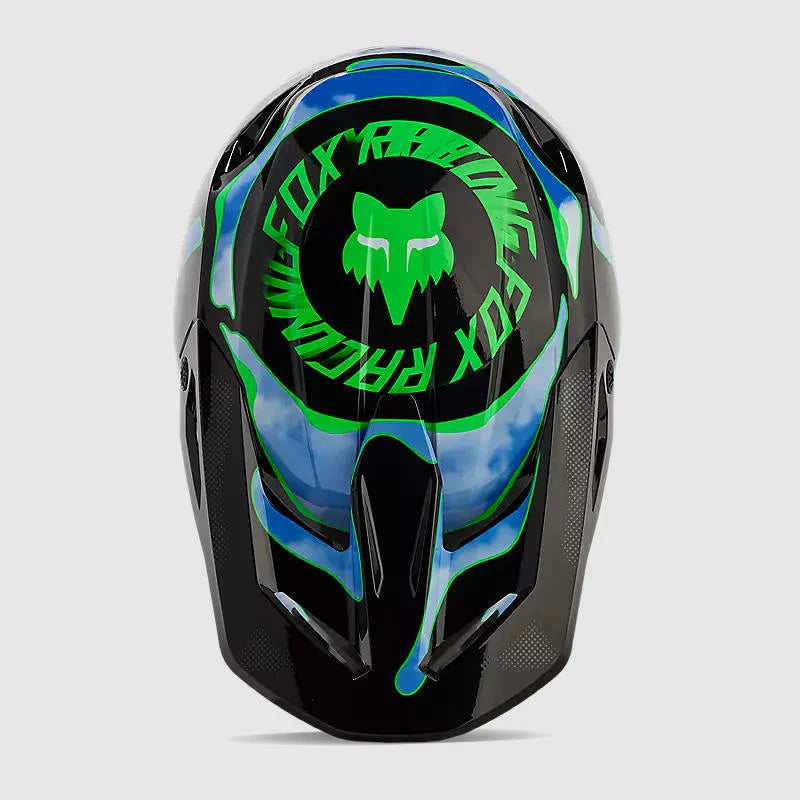 Casco Moto V1 Atlas Negro/Verde Fox