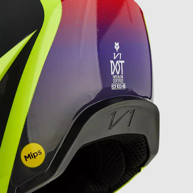 Casco Moto V1 Flora Amarillo Fox