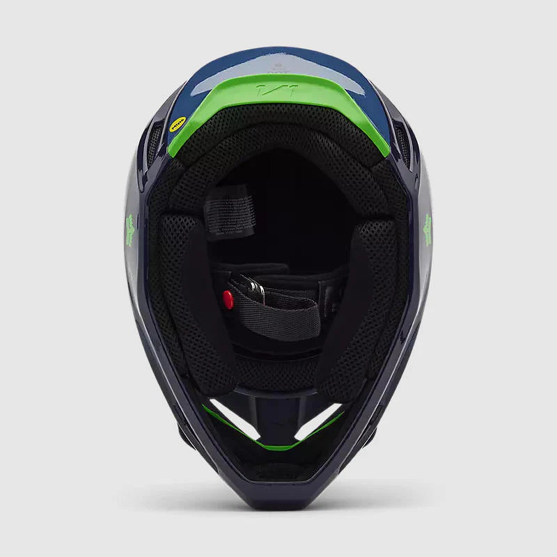 Casco Moto V1 Taunt Azul Marino/Verde Fox