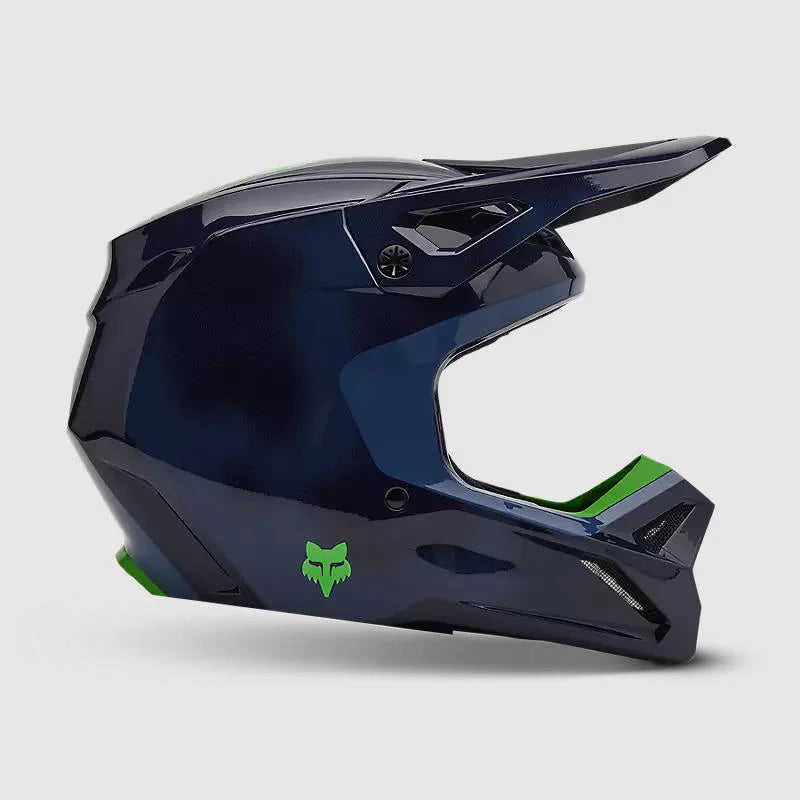 Casco Moto V1 Taunt Azul Marino/Verde Fox