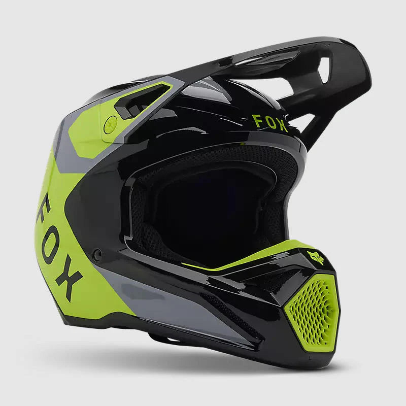 Casco Moto V1 Lean Gris/Amarillo Fox