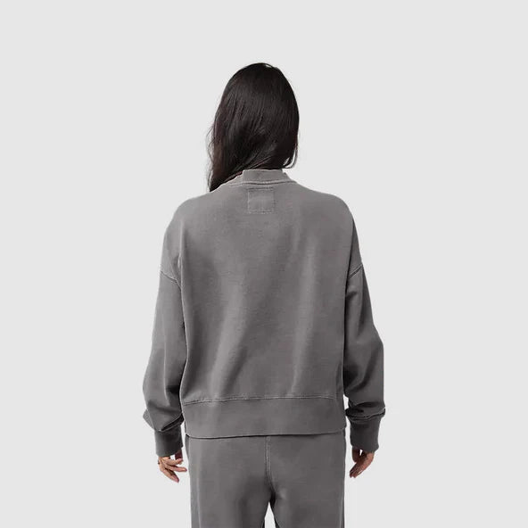 Poleron Lifestyle Mujer Wordmark Crew Oversize Gris Fox